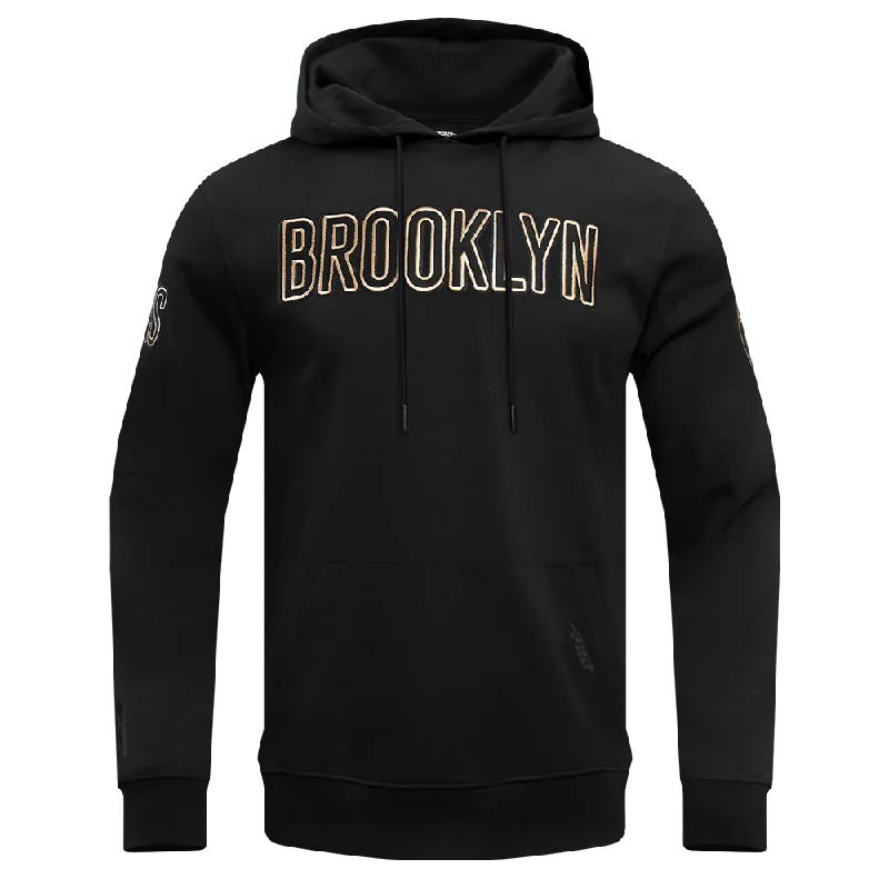 NBA BROOKLYN NETS BLACK & GOLD MEN'S DK PO HOODIE (BLACK)