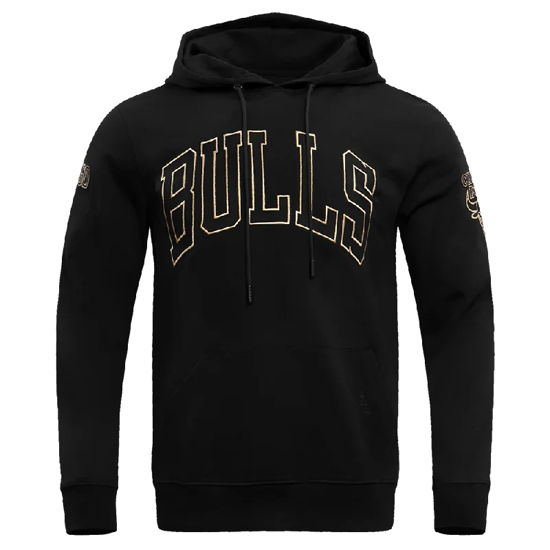 NBA CHICAGO BULLS BLACK & GOLD MEN'S DK PO HOODIE (BLACK)