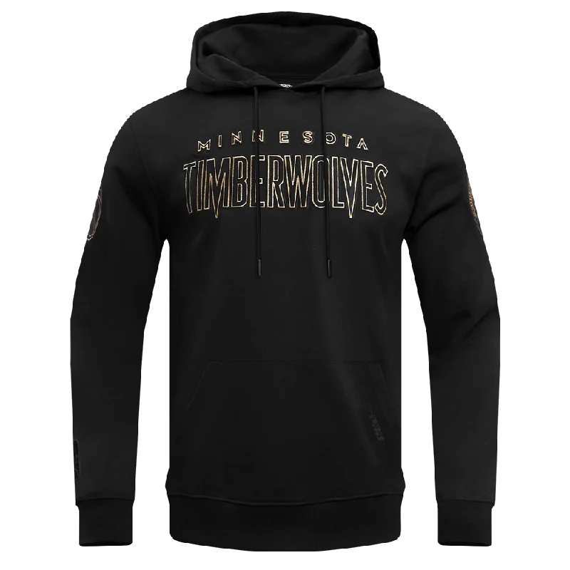 NBA MINNESOTA TIMBERWOLVES BLACK & GOLD MEN'S DK PO HOODIE (BLACK)