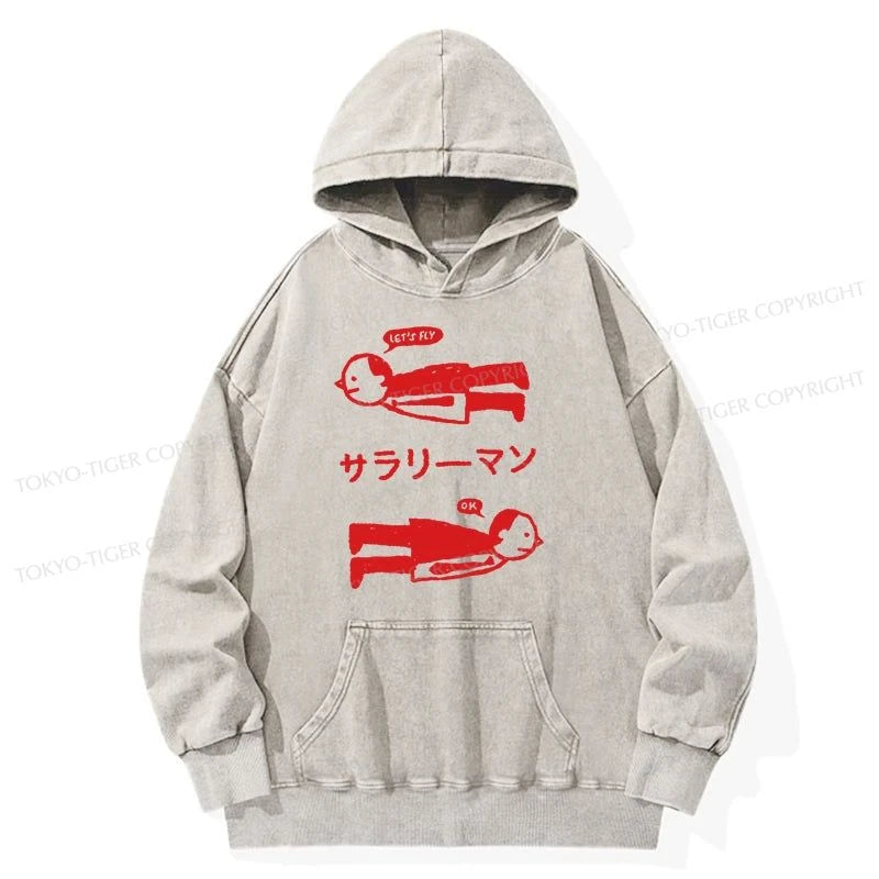 Tokyo-Tiger Let's Fly Office Worker Washed Hoodie