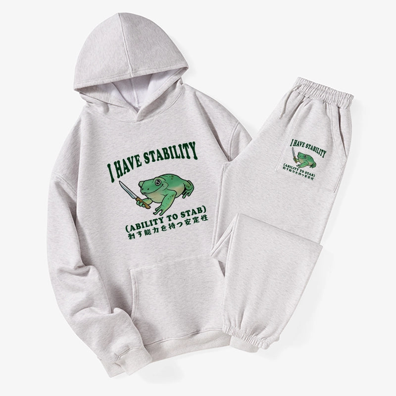 Tokyo-Tiger Mentally Stable Assassin Frog Fleece Lined Hoodie Set