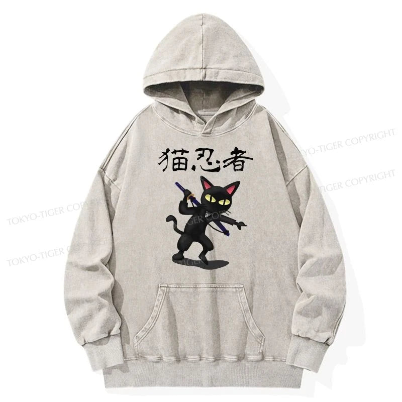 Tokyo-Tiger Ninja Cat Washed Hoodie