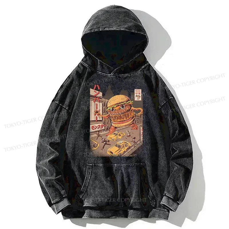 Tokyo-Tiger The Great Burger Kaiju Japanese Washed Hoodie