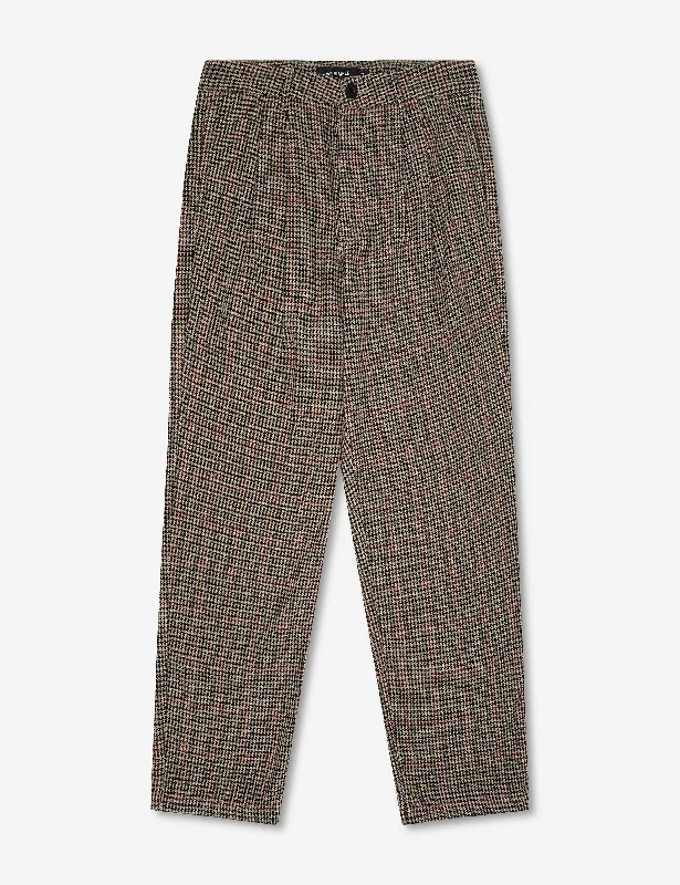 Brooklyn Pleated Pant - Natural Houndstooth