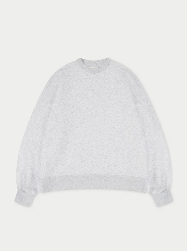 COUTURE SCRIPT PUFF SLEEVE CREW - GREY MARL