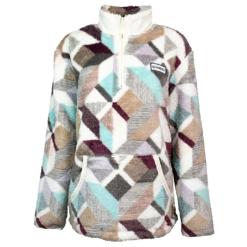 "Ladies Fleece Pullover" Cream/Print