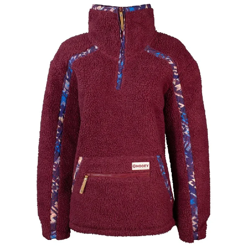 "Ladies Sherpa Pullover" Pink w/ Purple Aztec Accents