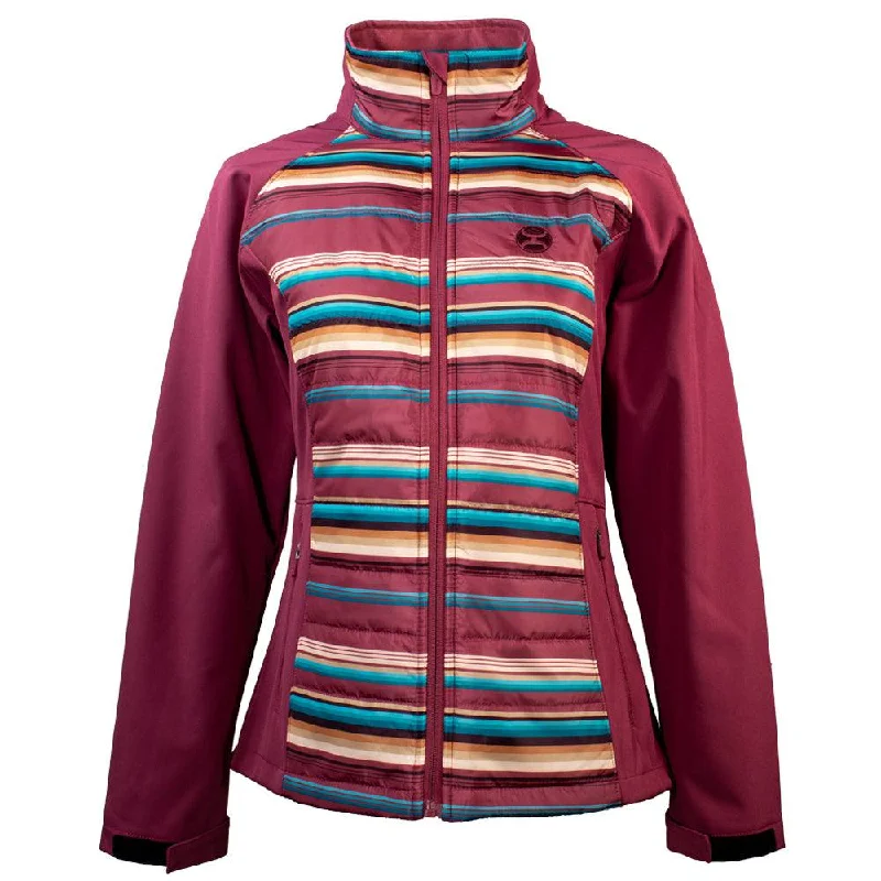 "Ladies Softshell Jacket" Pink w/Pink/Turquoise Stripes