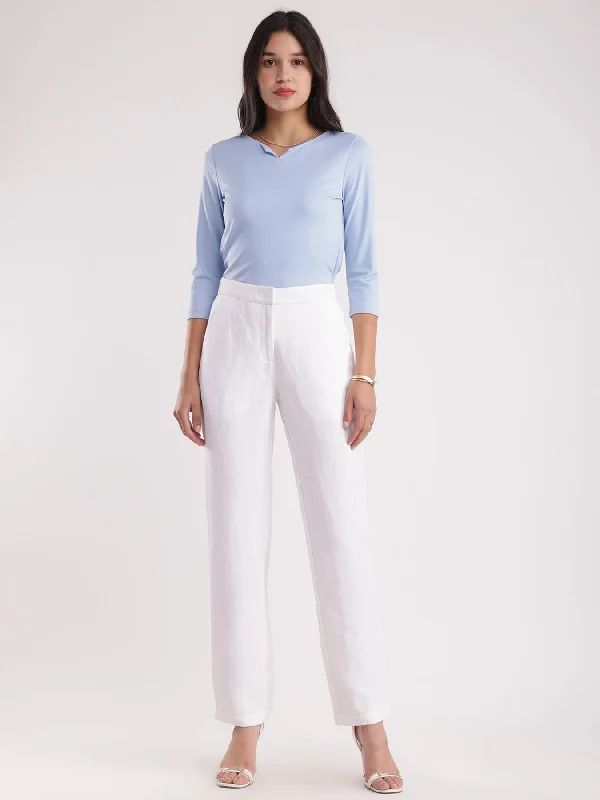 Linen Elasticated Trousers - White