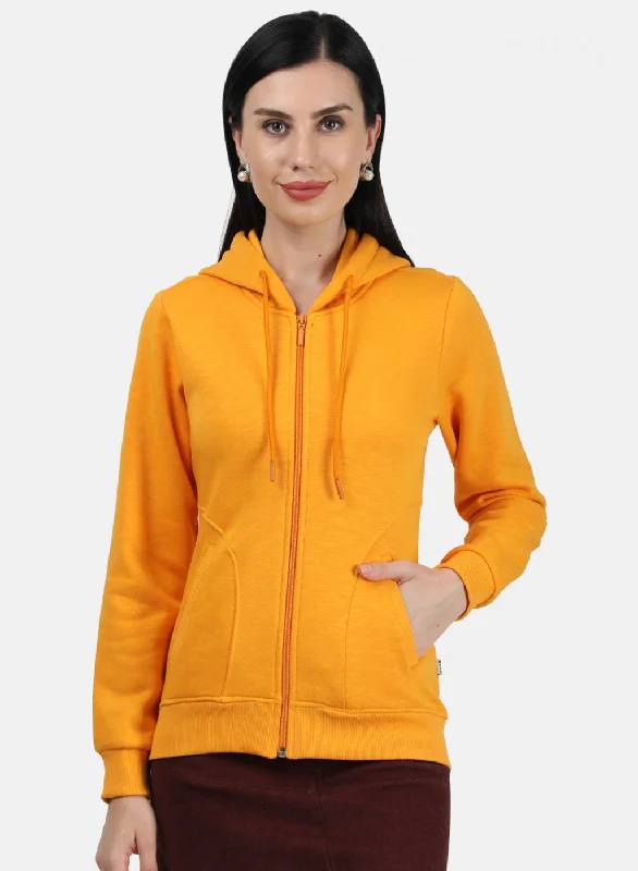 Women Mustard Plain Sweatshirt