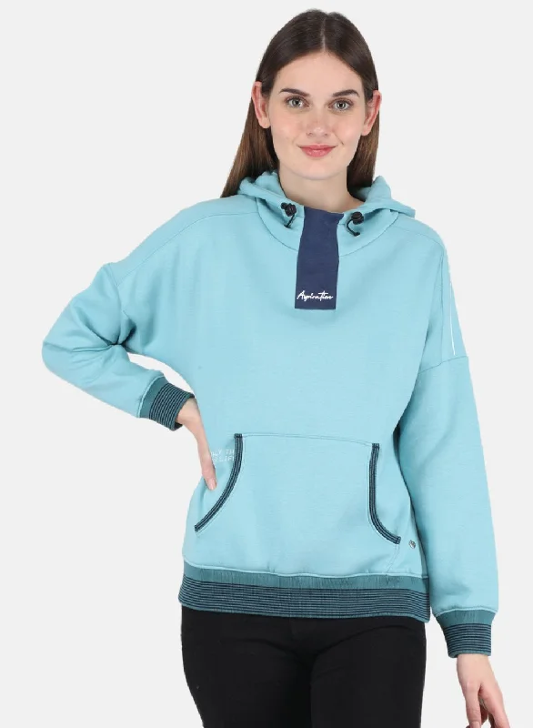 Women Blue Printed Sweatshirt