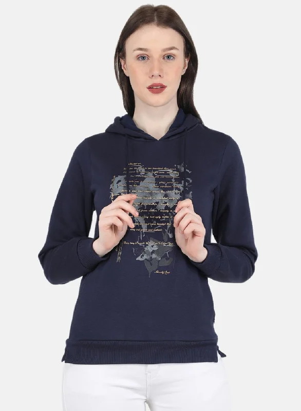 Women Blue Printed Sweatshirt