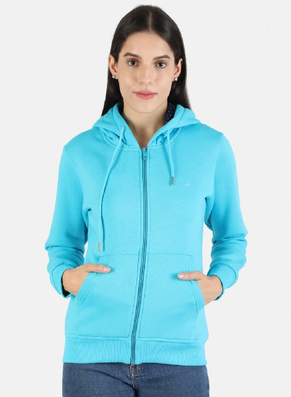 Women Blue Solid Sweatshirt