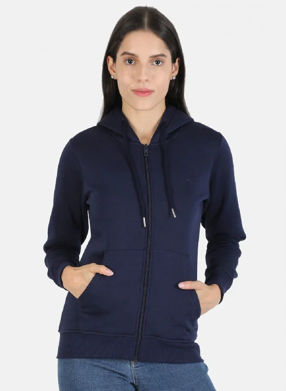 Women Blue Solid Sweatshirt