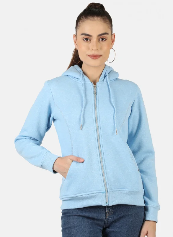 Women Blue Solid Sweatshirt