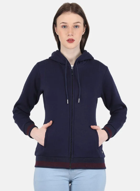 Women Blue Solid Sweatshirt