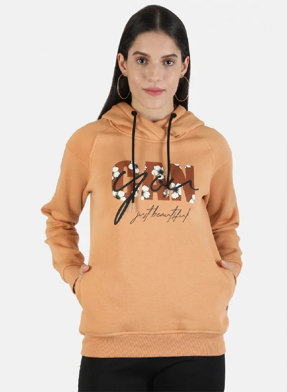 Women Brown Printed Sweatshirt