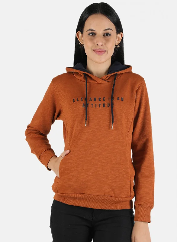 Women Brown Printed Sweatshirt