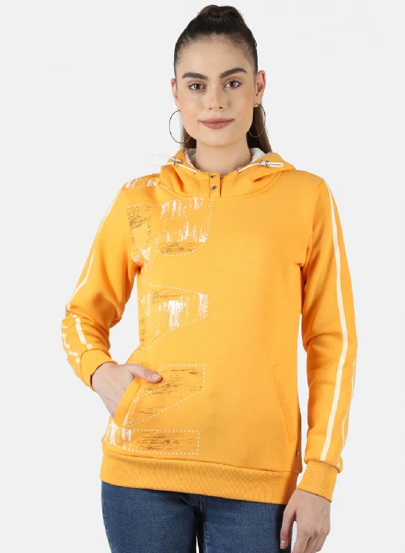 Women Gold Printed Sweatshirt