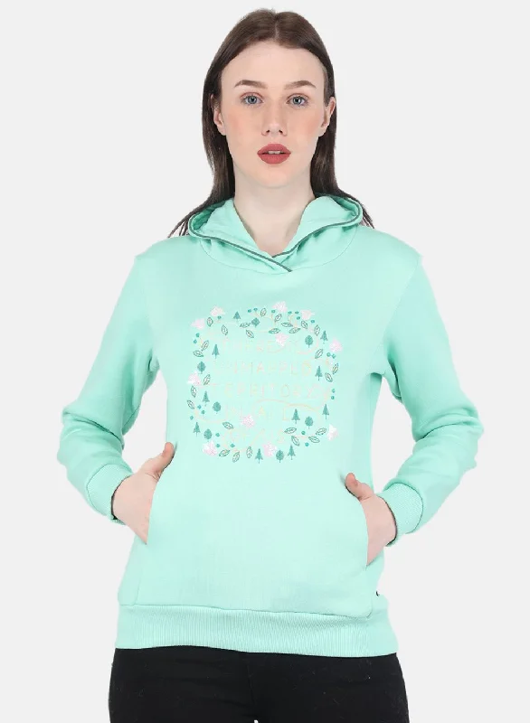 Women Green Embroidered Sweatshirt