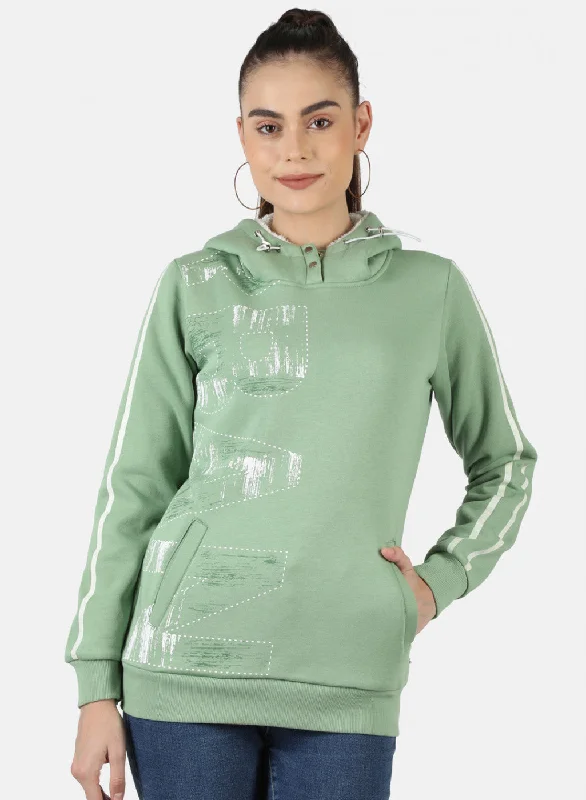 Women Green Printed Sweatshirt