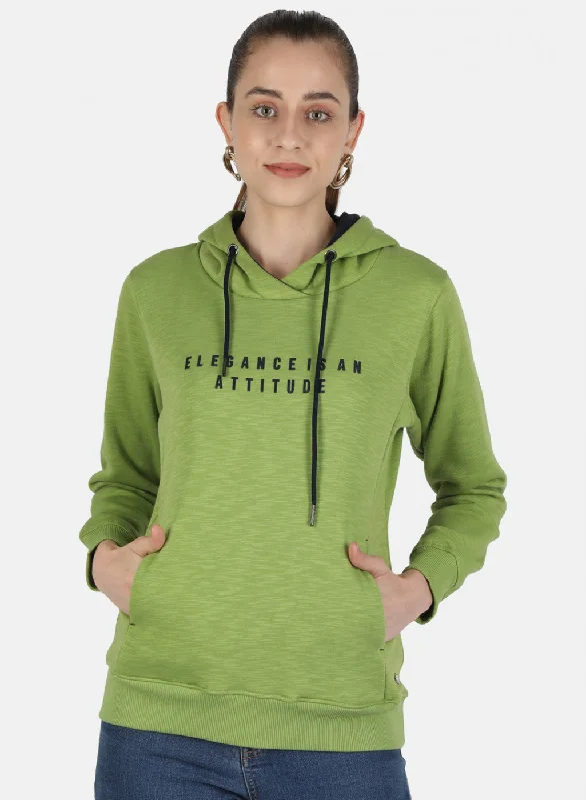 Women Green Printed Sweatshirt