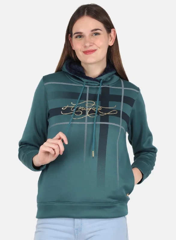 Women Green Printed Sweatshirt