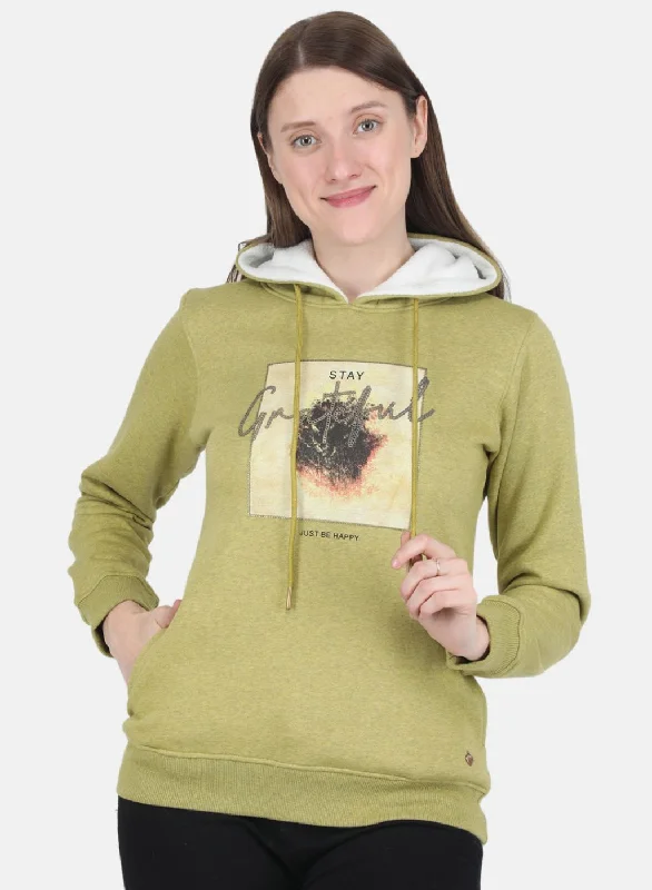 Women Green Printed Sweatshirt