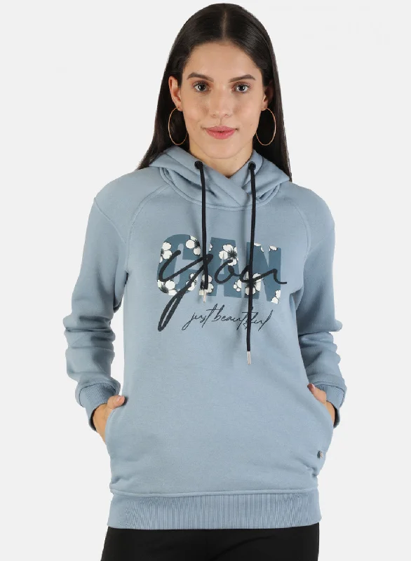 Women Grey Printed Sweatshirt