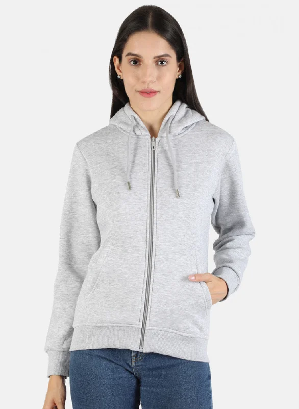 Women Grey Solid Sweatshirt