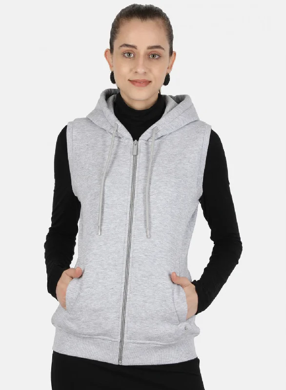 Women Grey Solid Sweatshirt