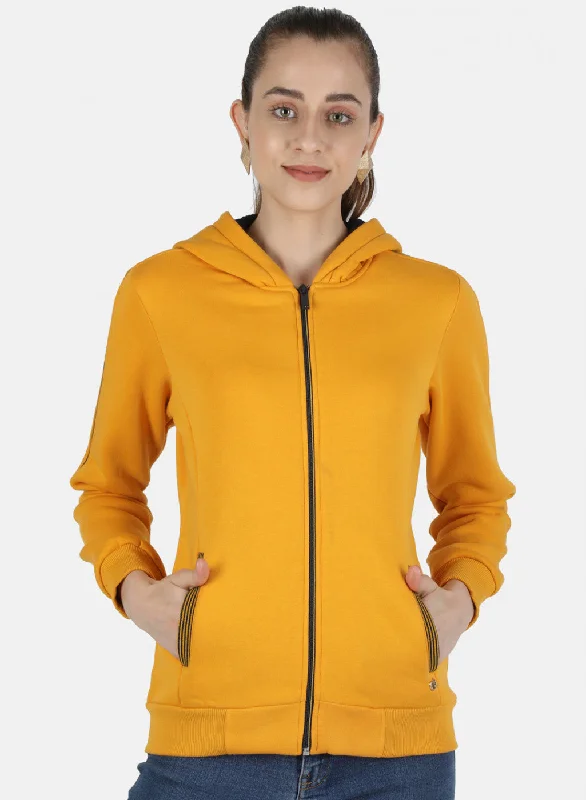 Women Mustard Solid Sweatshirt