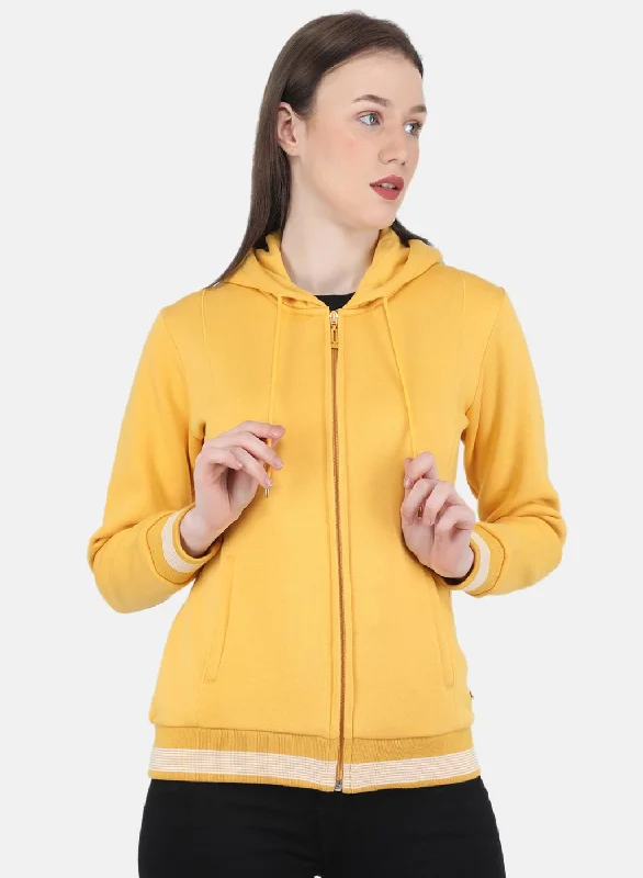 Women Mustard Solid Sweatshirt