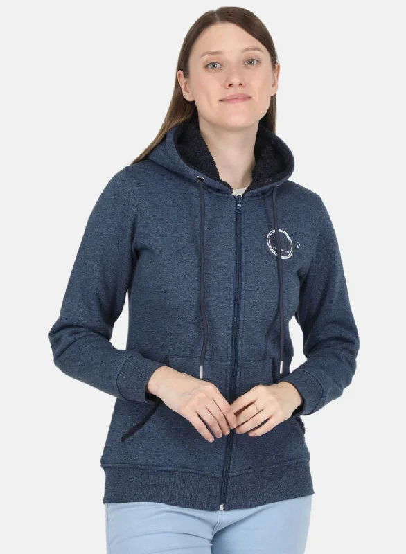 Women NAvy Blue Jaquard Sweatshirt