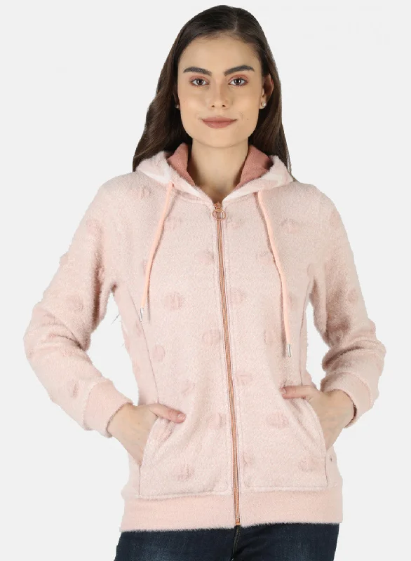 Women Peach Jaquard Sweatshirt