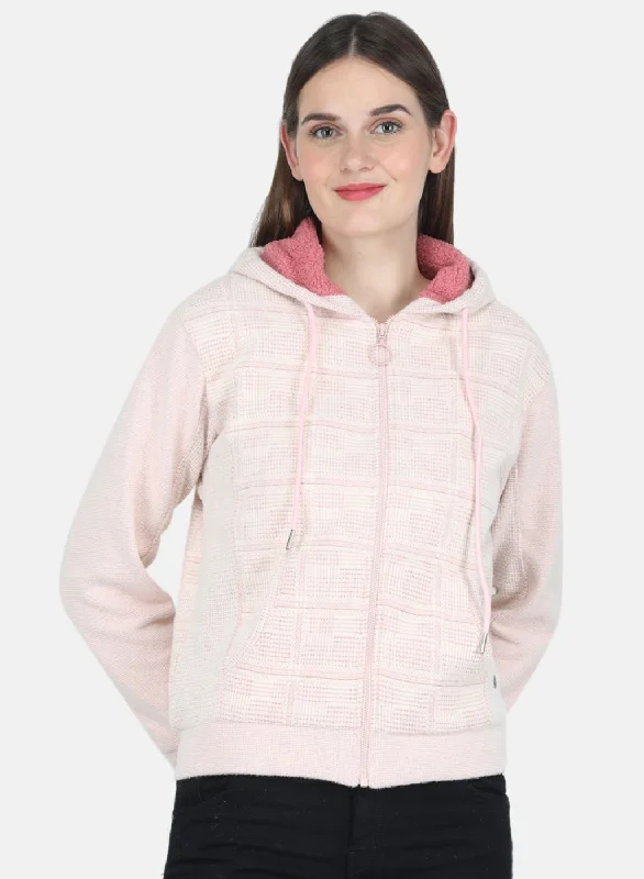 Women Pink Check Sweatshirt