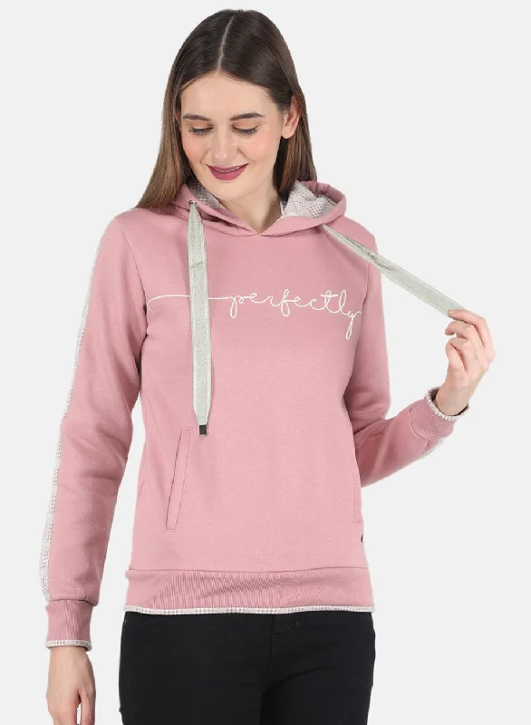 Women Pink Embroidered Sweatshirt