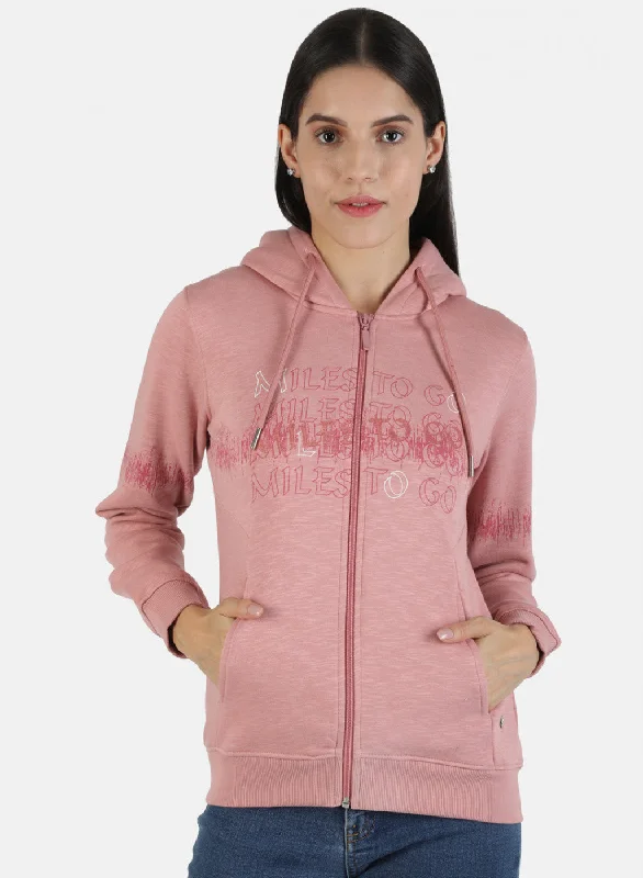 Women Pink Printed Sweatshirt