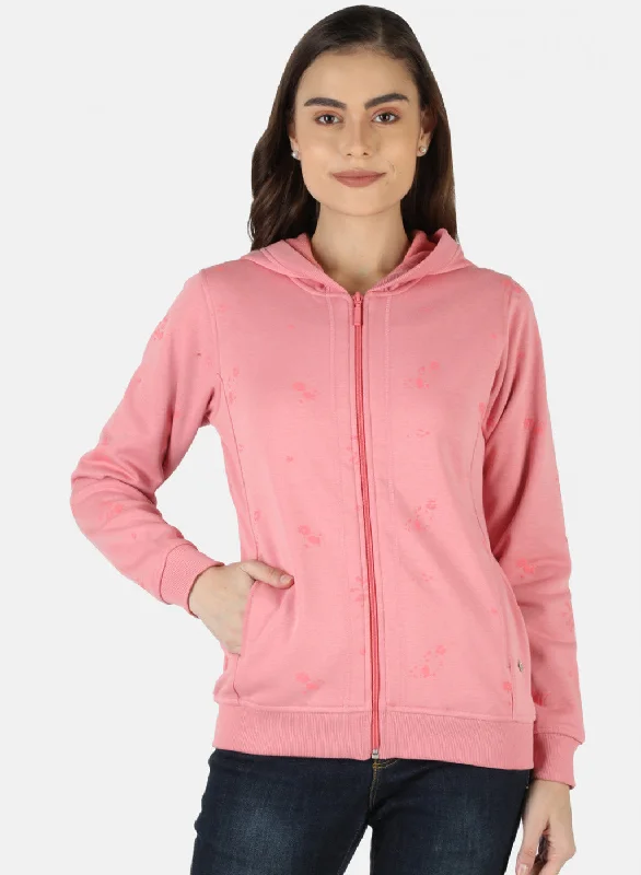 Women Pink Printed Sweatshirt