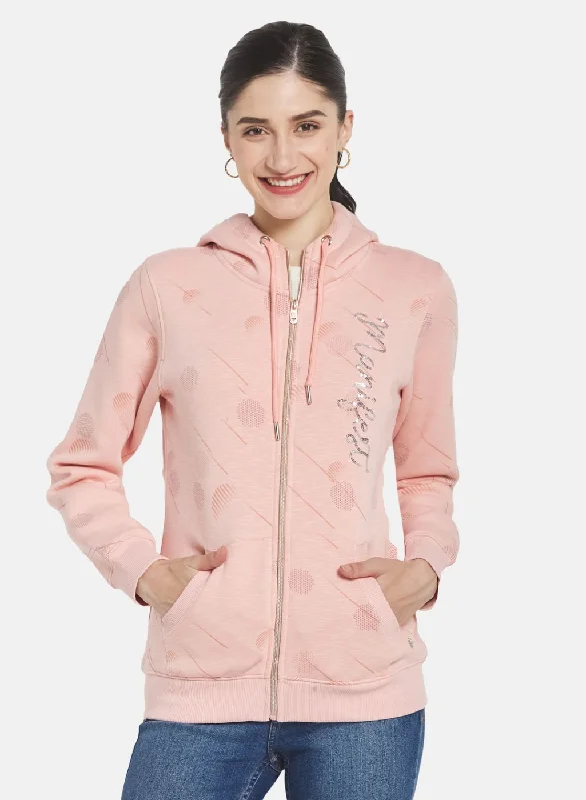 Women Pink Printed Sweatshirt