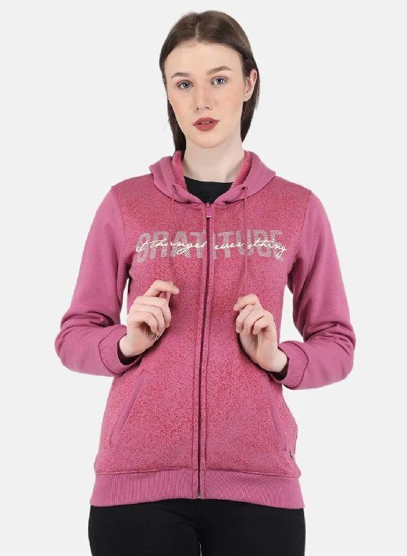 Women Pink Printed Sweatshirt