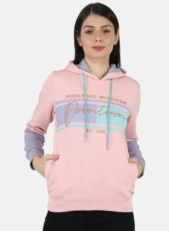 Women Pink & Purple Printed Sweatshirt