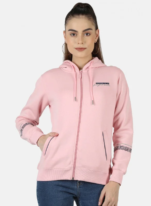 Women Pink Solid Sweatshirt