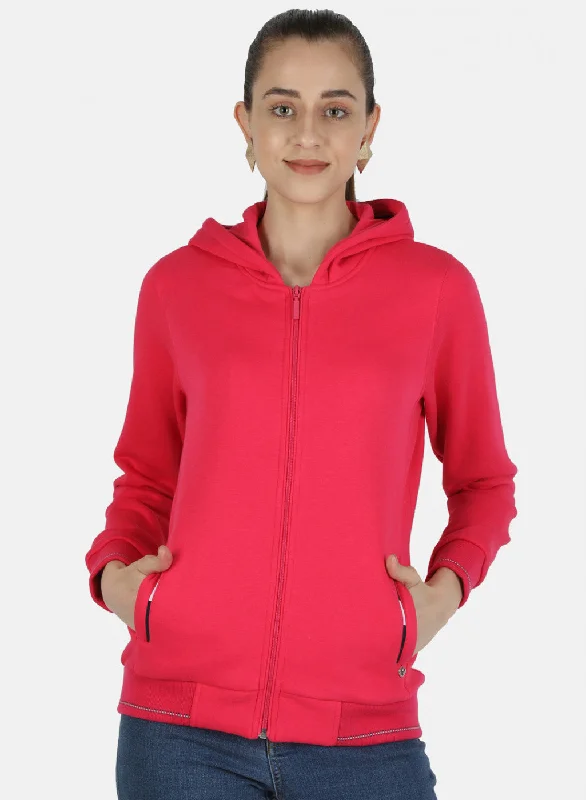 Women Pink Solid Sweatshirt