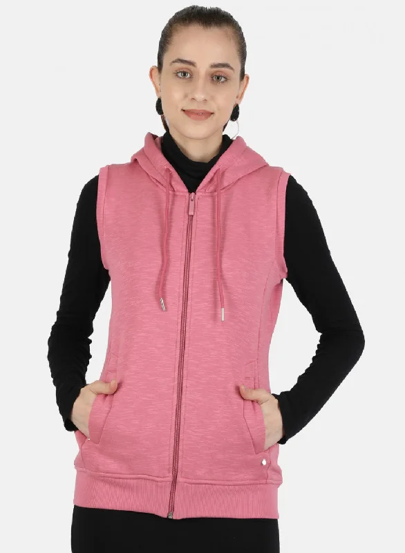 Women Pink Solid Sweatshirt