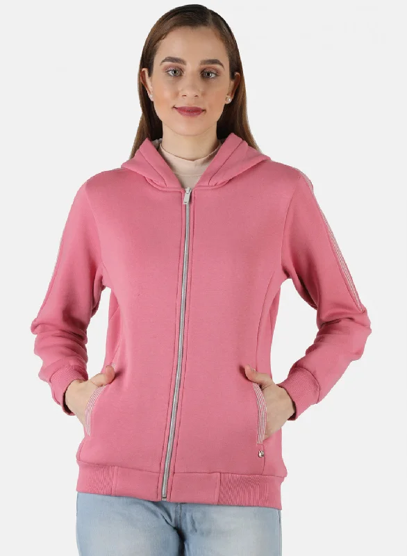 Women Pink Solid Sweatshirt