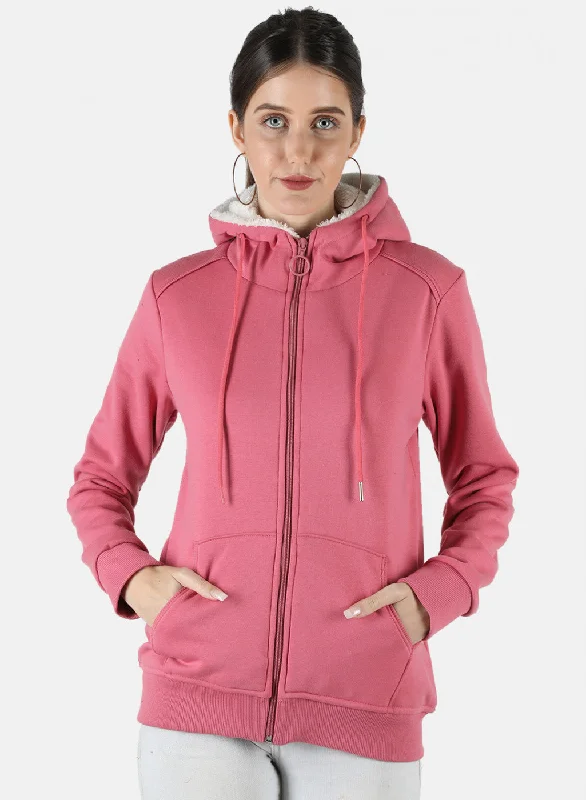 Women Pink Solid Sweatshirt