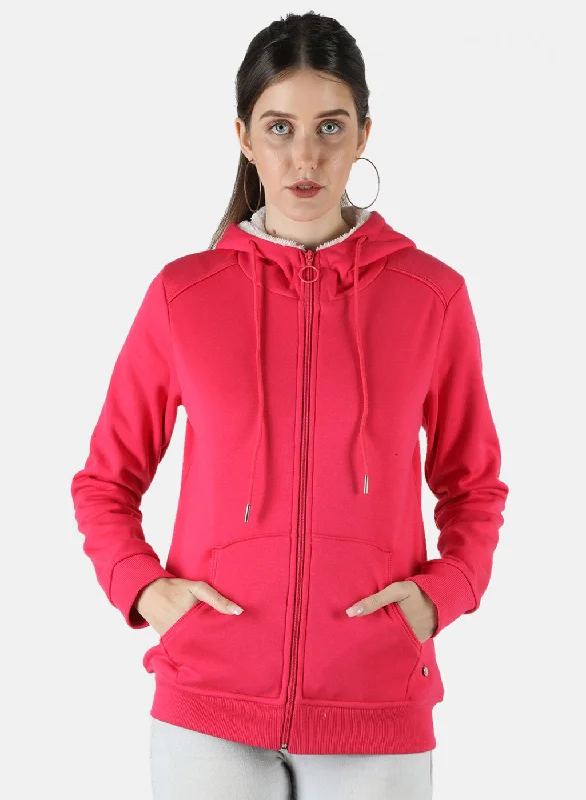 Women Pink Solid Sweatshirt