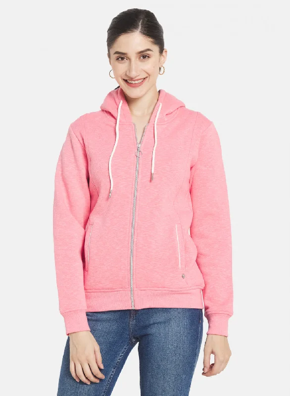 Women Pink Solid Sweatshirt