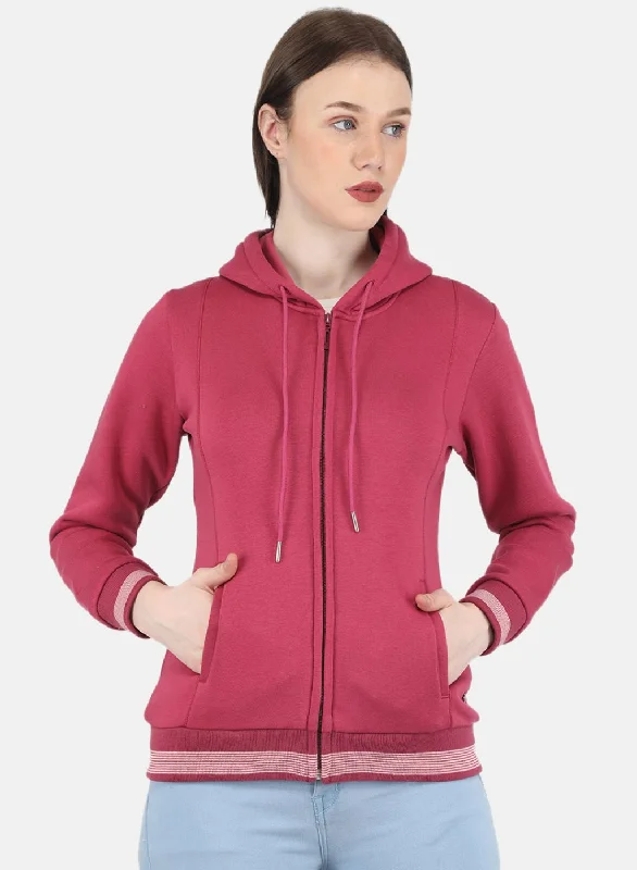 Women Pink Solid Sweatshirt